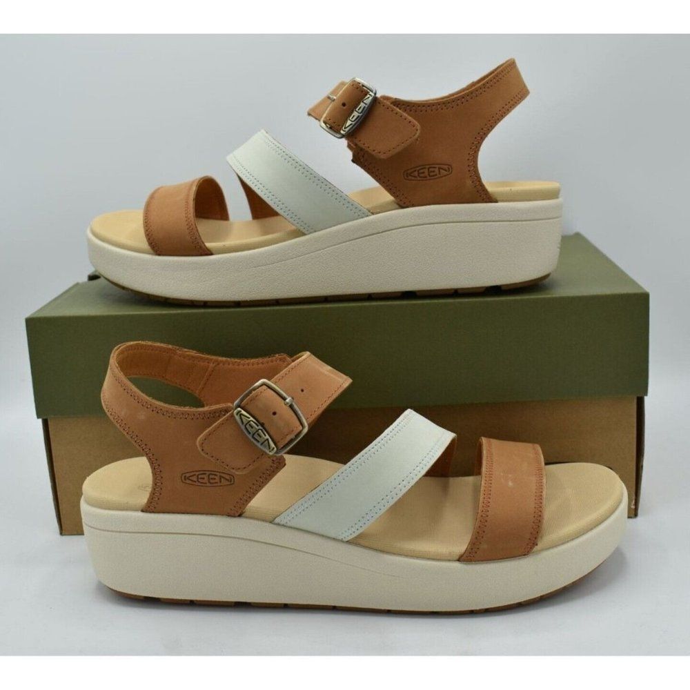 Keen Womens Size 11 Ellecity Natural Leather Backstrap Sandals Shoes - Picture 3 of 12